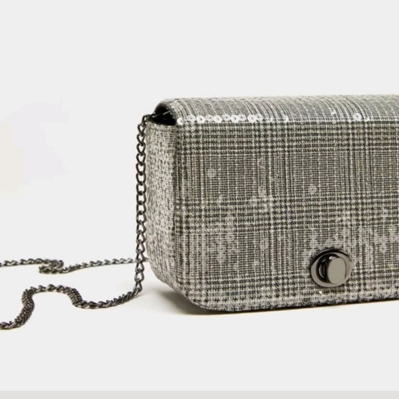 Zara Handbags - Zara Houndstooth Plaid Sequin Crossbody Handbag